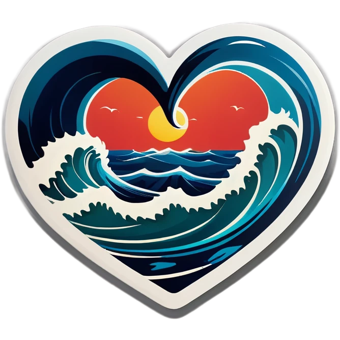 Sea wave in 3d heart emoji