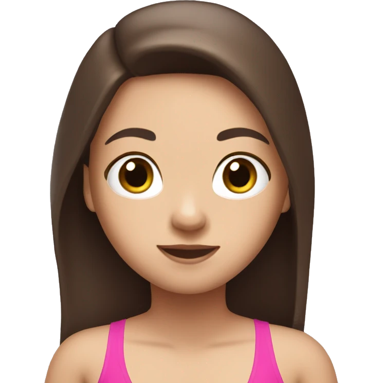 little white girl with pink swimming suit dark brown long hair swimming  emoji
