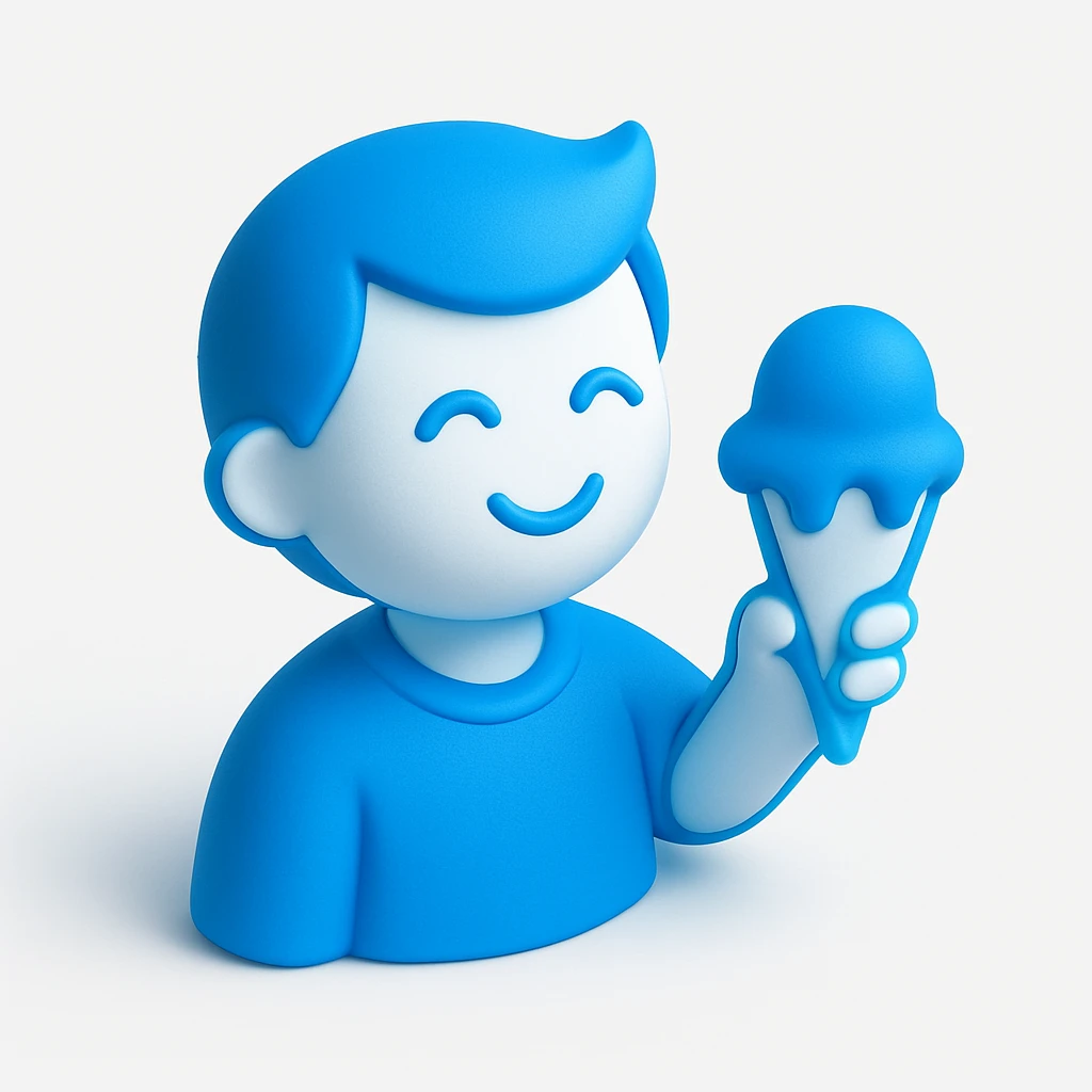 happy children with melting ice cream cones emoji