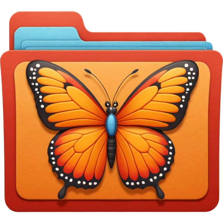 red and orange file folder with butterfly on the cover emoji
