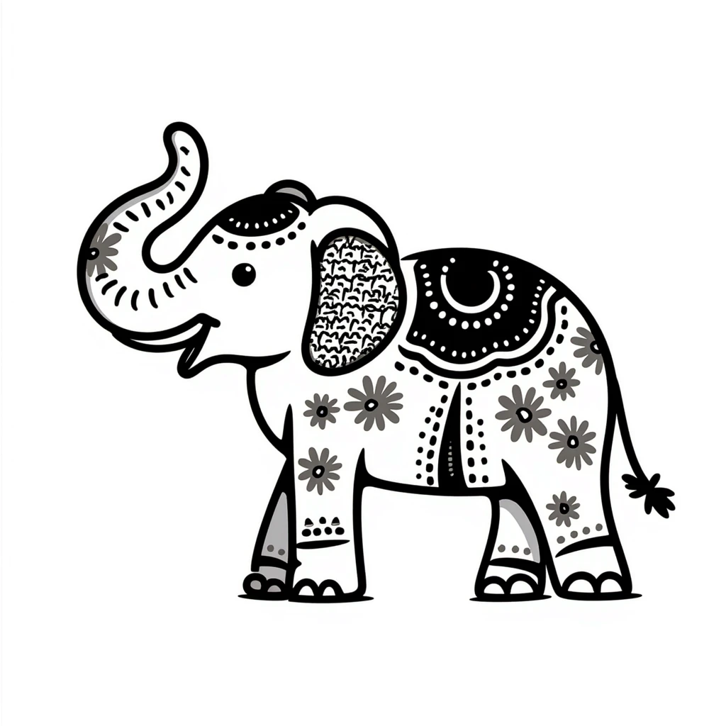 Colorful Indian elephant with decorative patterns emoji