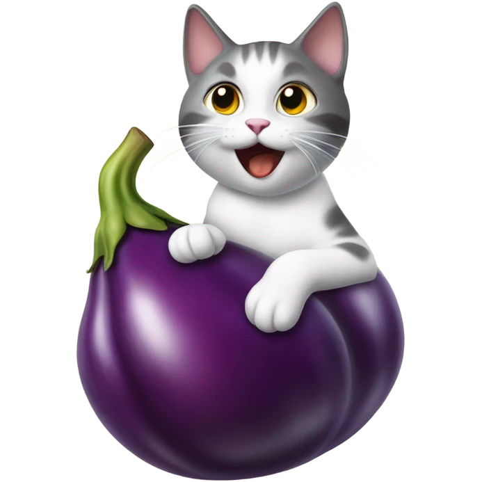 Cat with eggplant emoji