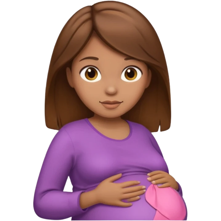 pregnant woman with brown hair and light brown skin emoji