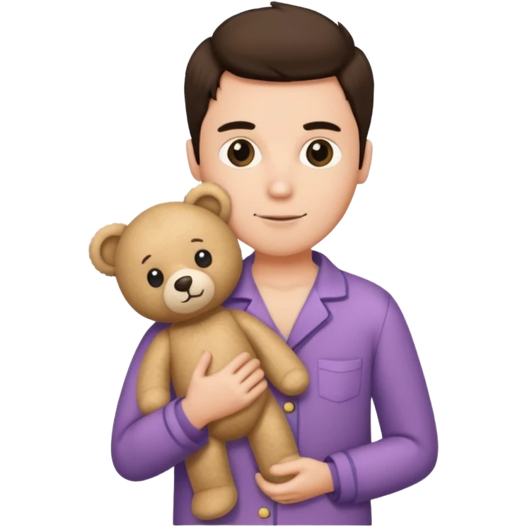 rock & roll fan wearing pajamas and holding a teddy bear emoji