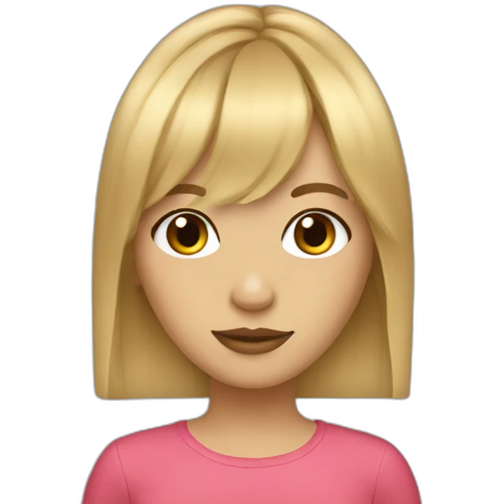 Brown long hair blonde girl with curtain bangs emoji