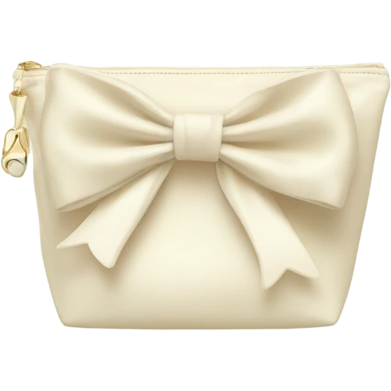 cream cosmetic bag with bow emoji