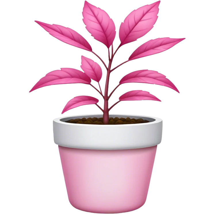 white pot plant small pink leaves emoji