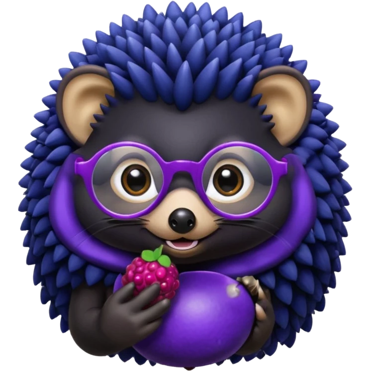 black hedgehog with glasses eating  emoji