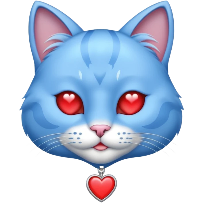 Blue cat with the silver medallion on the neck. The medallion should be with the heart.  emoji