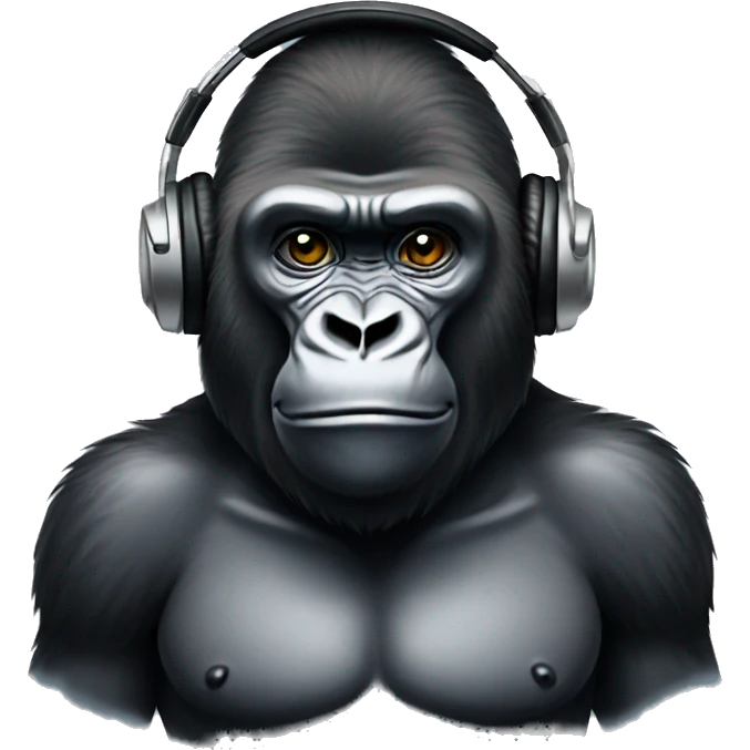 Gorilla using a headset emoji