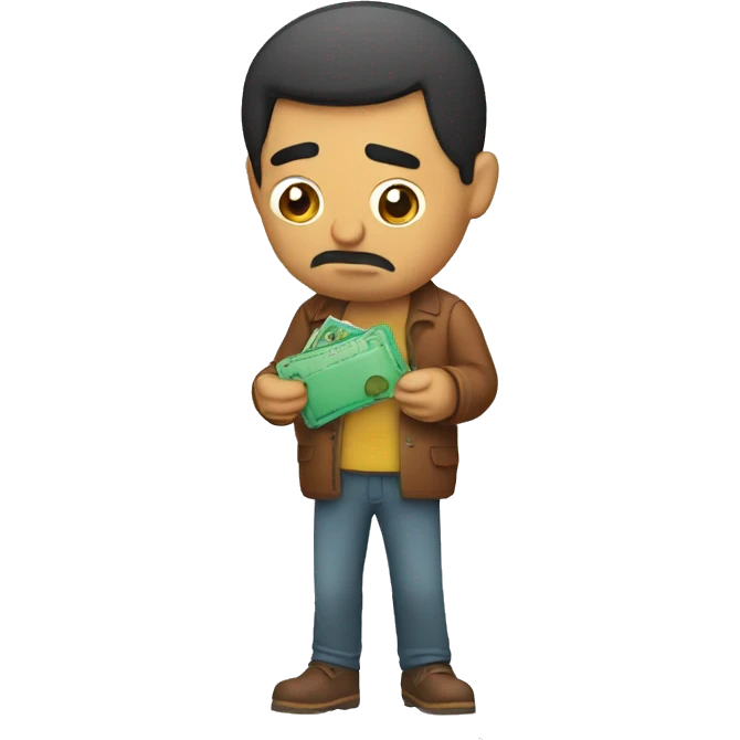  sad Mexican man looking into his empty wallet. emoji