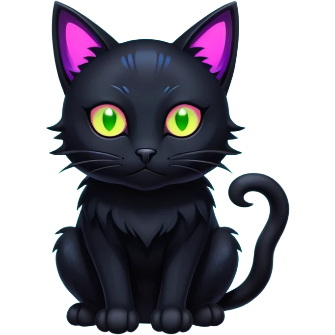 Black Dark Nocturnal Neon-glowing Abyssal Nightly Abyss-Cat-Fakémon Creature emoji