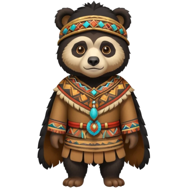 Spectacled bear wearing Inca costume from Cusco emoji