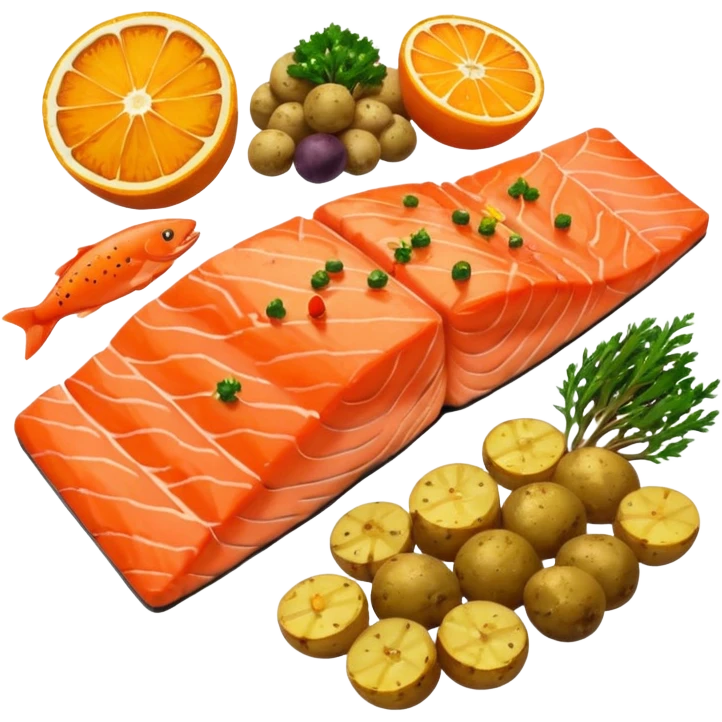 salmon veggies potatoes  emoji
