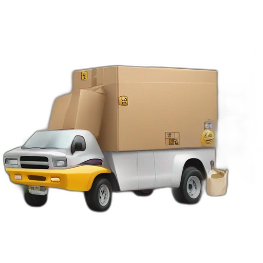 Un camioncito entregando un pedido en una casa emoji