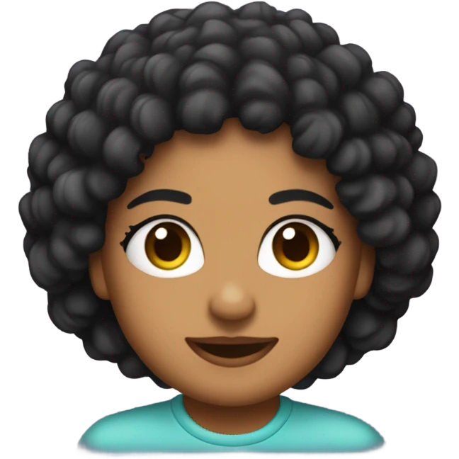 Morenita, afro rizado, nariz gordita, ojos negros  emoji