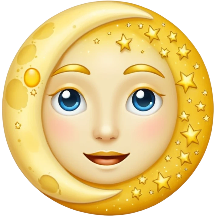 Glitter cian moon emoji