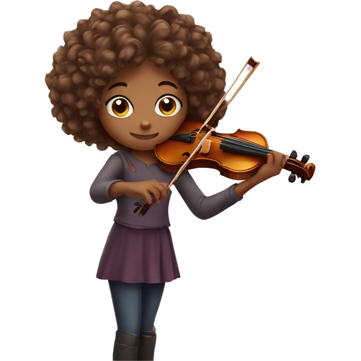 girl with curly hair playing violin emoji