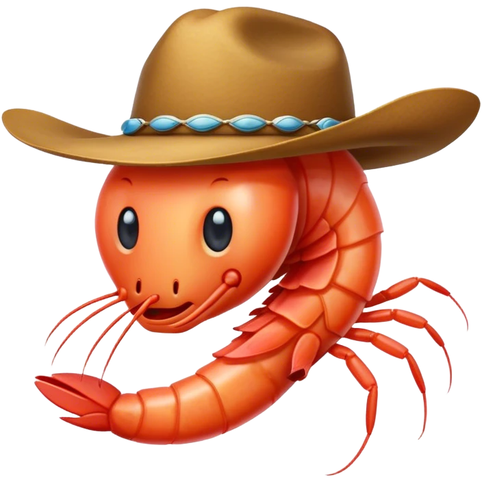 Shrimp wearing a cowboy hat emoji