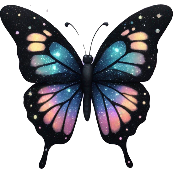sparkly pastel black galaxy butterfly emoji