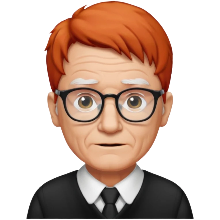 red-haired old man wearing glasses and black-white dress code emoji