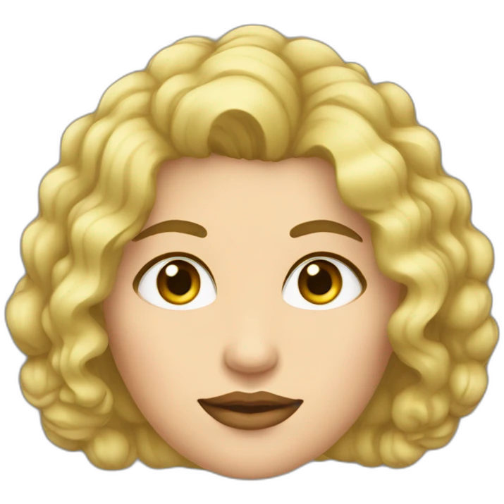 Mujer gordita pelo corto rizado rubio ojos grandes verdes emoji