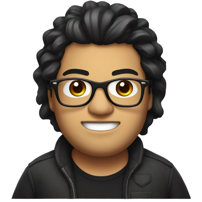fat streamer with long black hair and glasses emoji