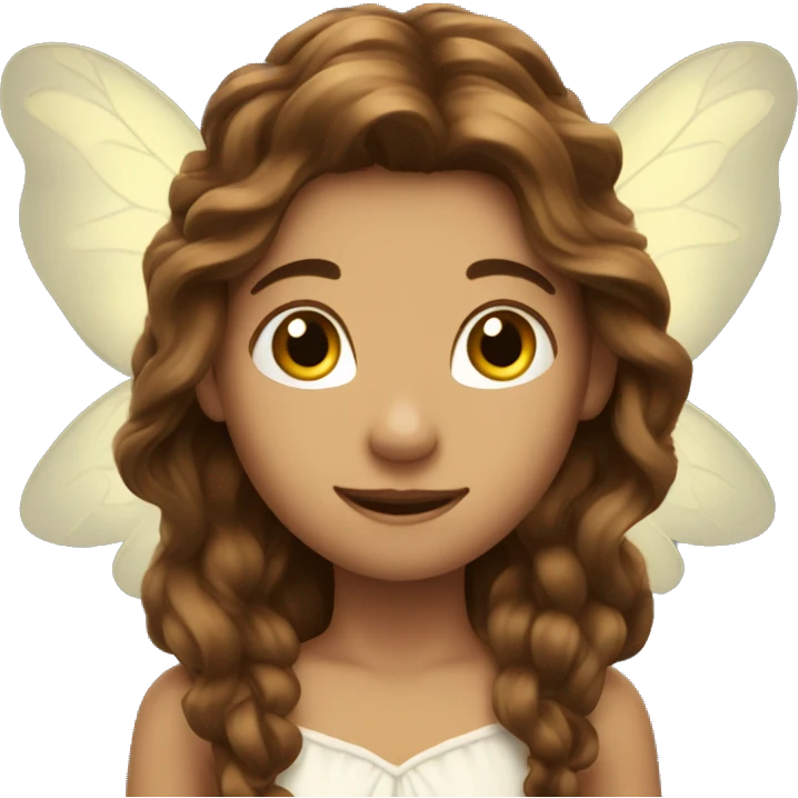 A fairy with very long wavy brown hair emoji