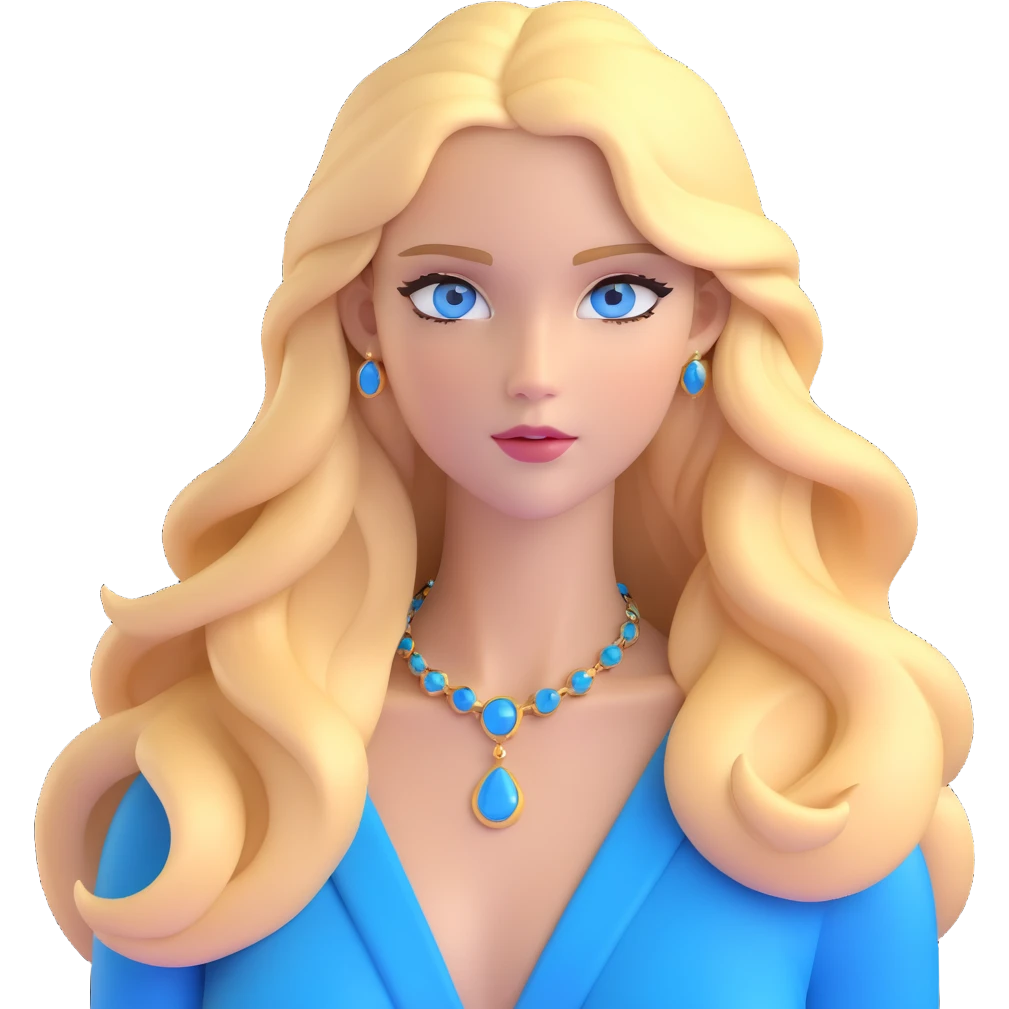 Sophisticated blonde European supermodel with long golden hair, striking blue eyes, high fashion pose emoji