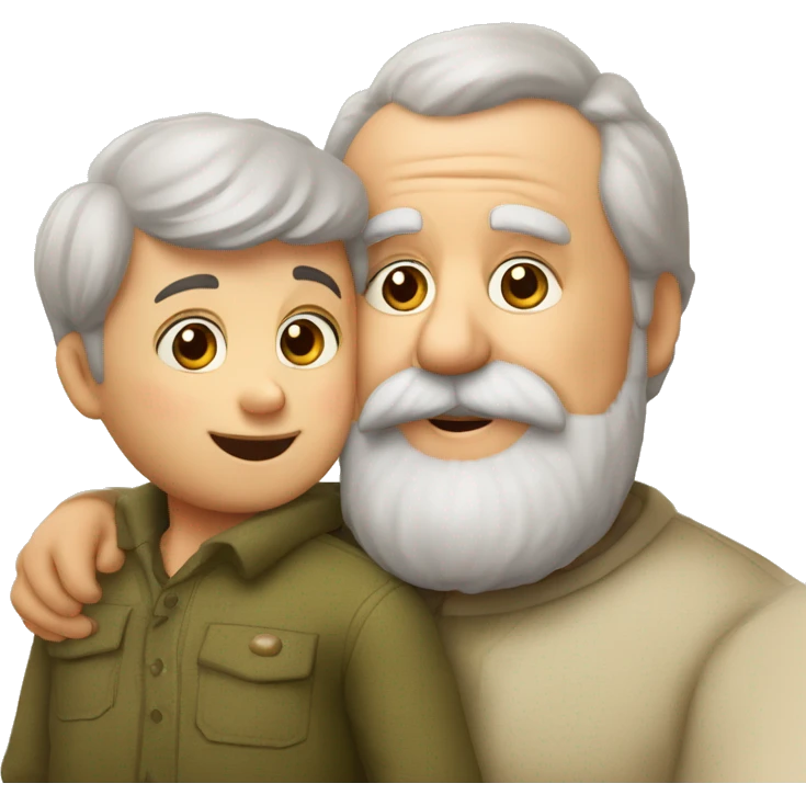 Grand-pere barbu et son petit-fils  emoji