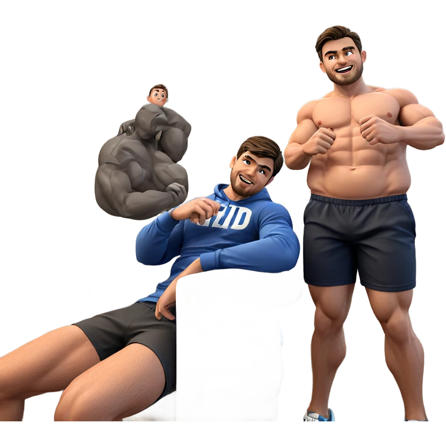 muscular boys indoors together emoji