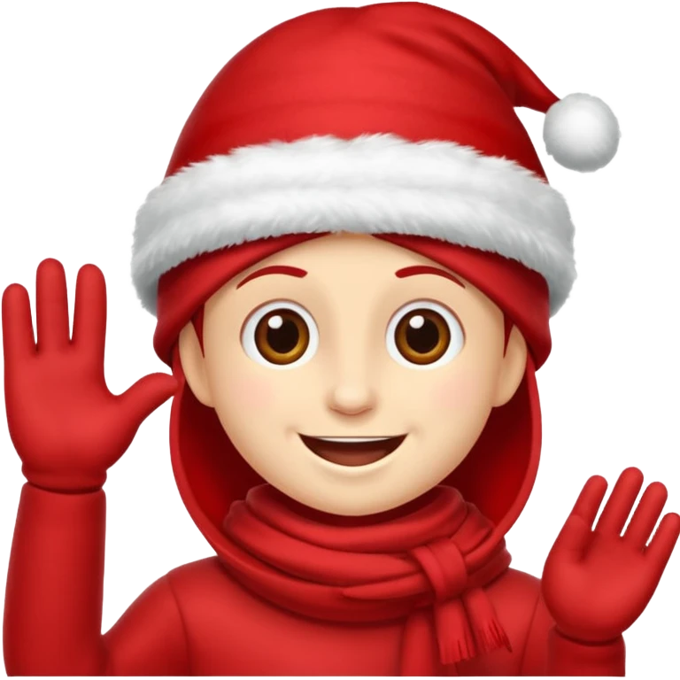 DUENDE NAVIDEÑO SONRIENDO CON MANOS ARRIBA ANIMANDO emoji