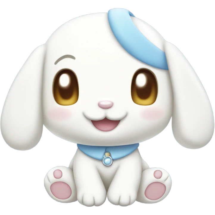 Cinnamoroll from sanrio smiling, full body, súper cute  emoji