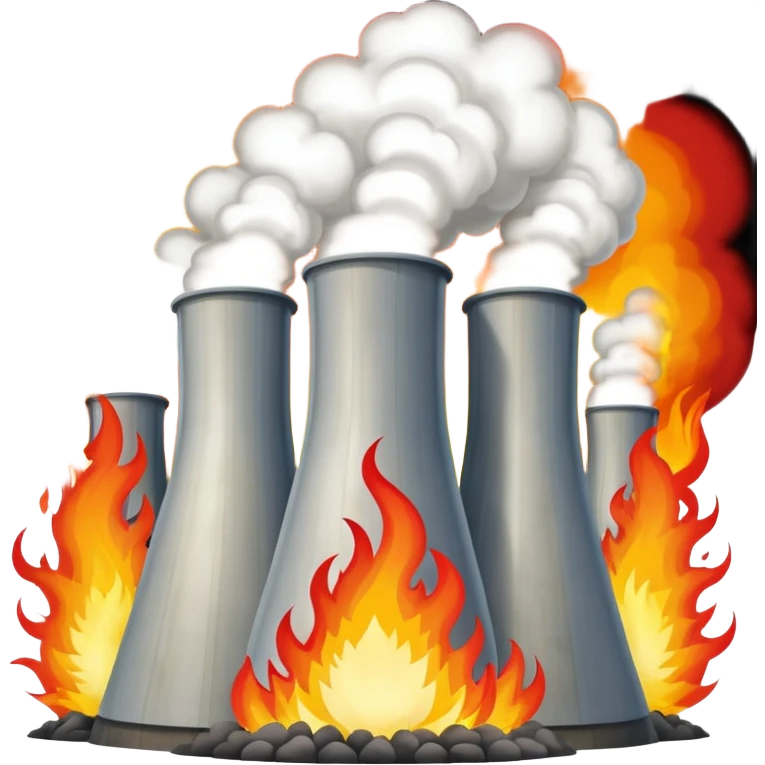 The nuclear power plant was blown up and is on fire. emoji