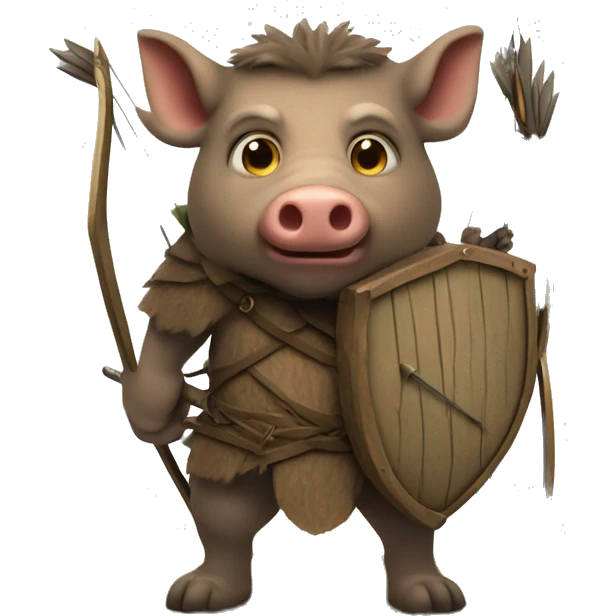 medieval humanoid boar with bow and arrows emoji