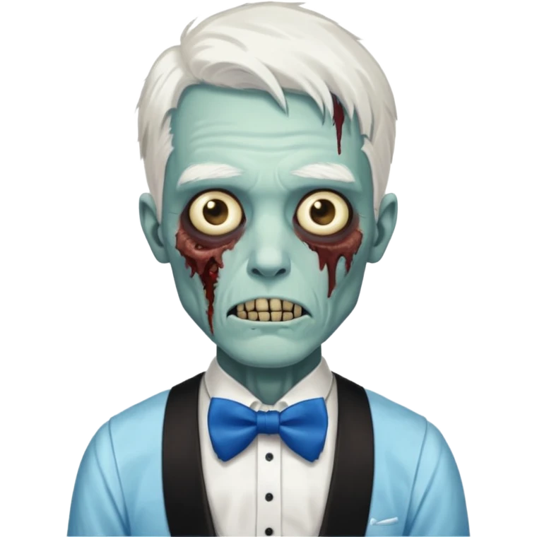 zombie, white hair waiter with blue bow tie emoji