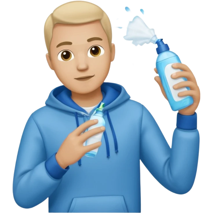 ligth man spraying with spray febreze emoji