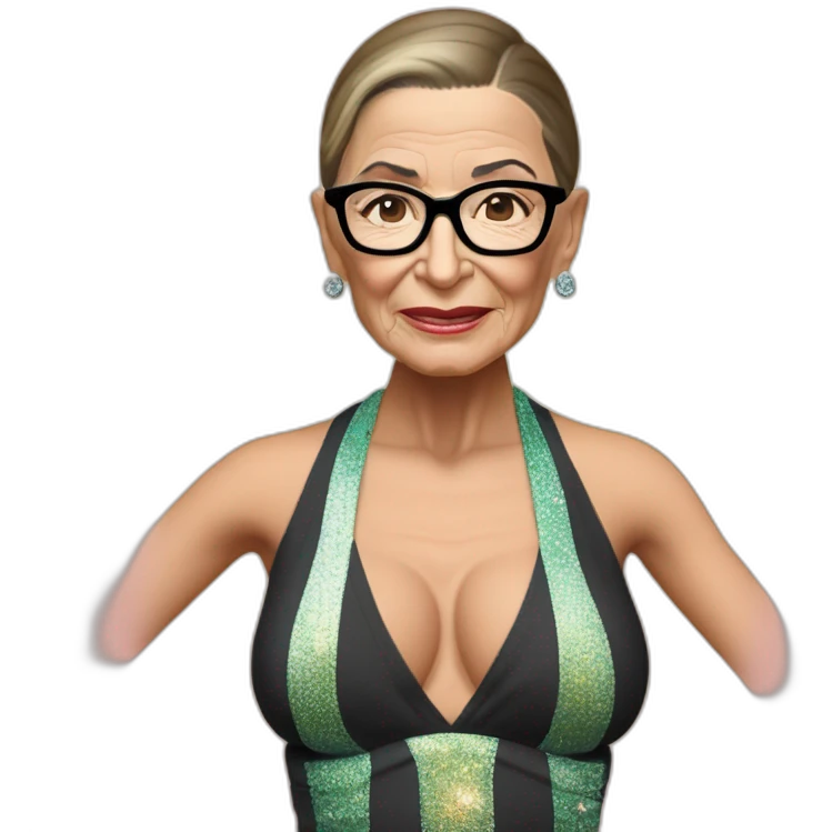 sexy ruth bader ginsburg wearing only a bikini bottoms top exposed (full body, ios17) emoji