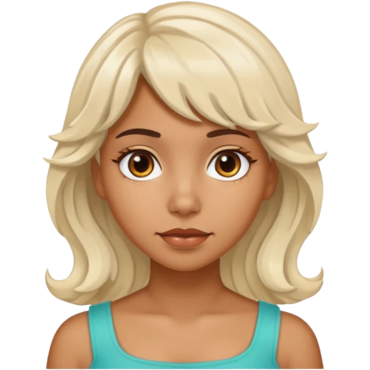 latina girl with bleached wavy hair and brown hair with bangs emoji