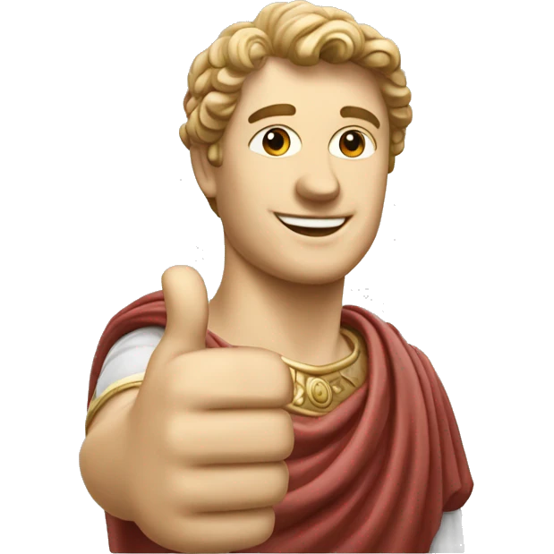 Ofice man with thumbs up as a roman statue emoji