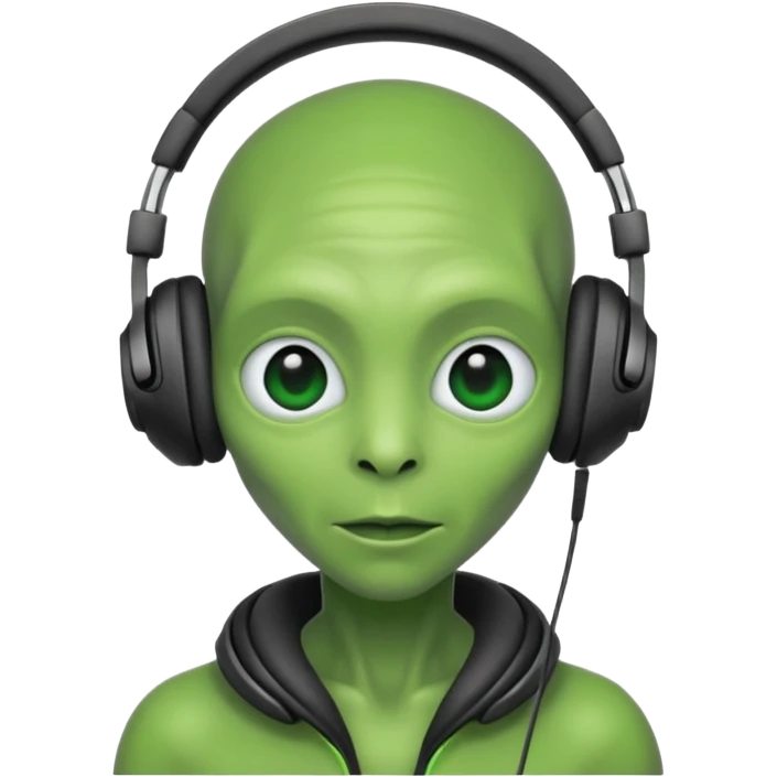 headphone wearing alien emoji