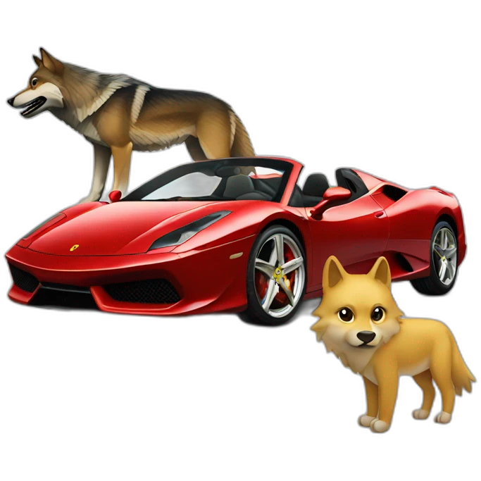 wolf next to a ferrari emoji