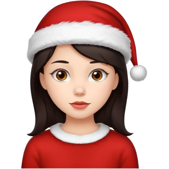 girl with dark hair in christmas clothes emoji
