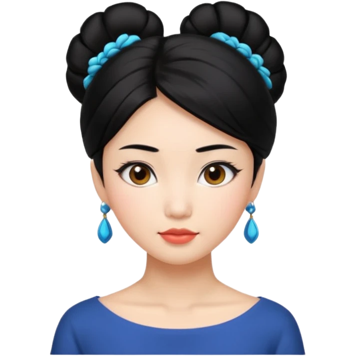 Beautiful Asian girl with black hair in updo emoji