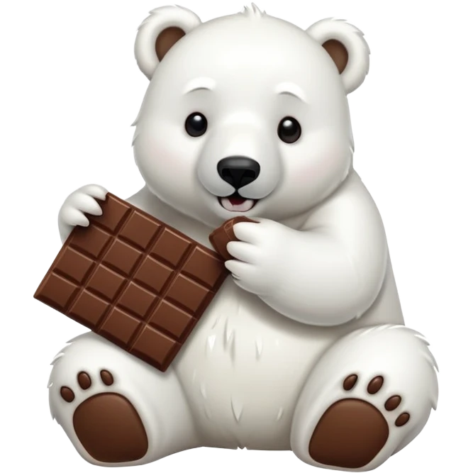 polar bear eats bunny shape chocolate emoji
