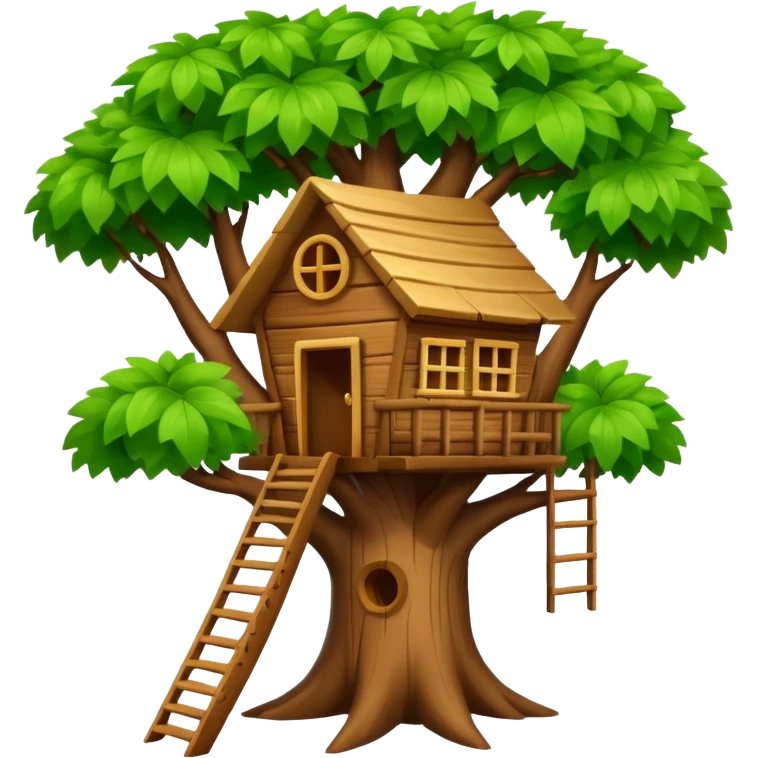 letter W on a treehouse in a tree emoji