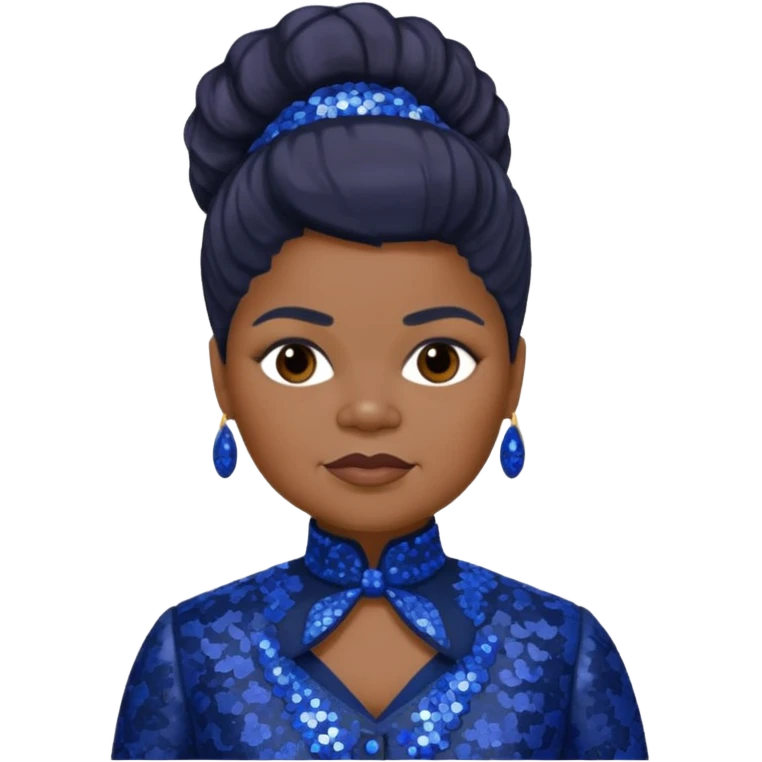 Ida B Wells with dark brown hair, indigo sequin outfit  emoji