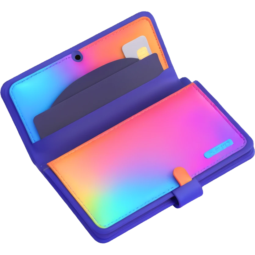 wallet hologram, rainbow colored, glowing emoji