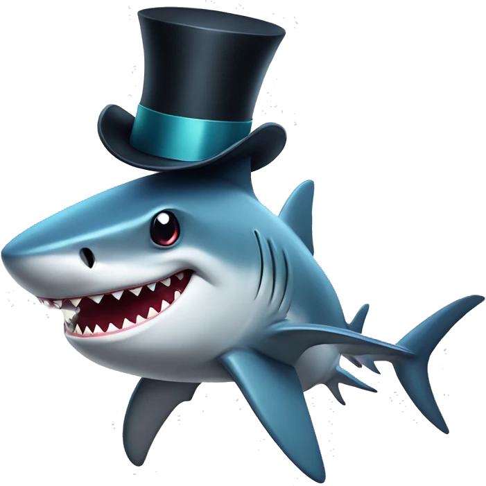 Shark with a top hat emoji