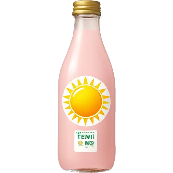 Pale pink bottle with pale yellow sun on label emoji
